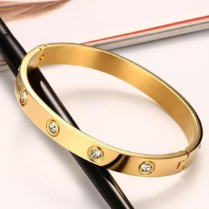 Cuff Bangle – Shining Diva Fashion Crystal Bracelet for Women | 18K Gold Plated Stylish Bracelet
